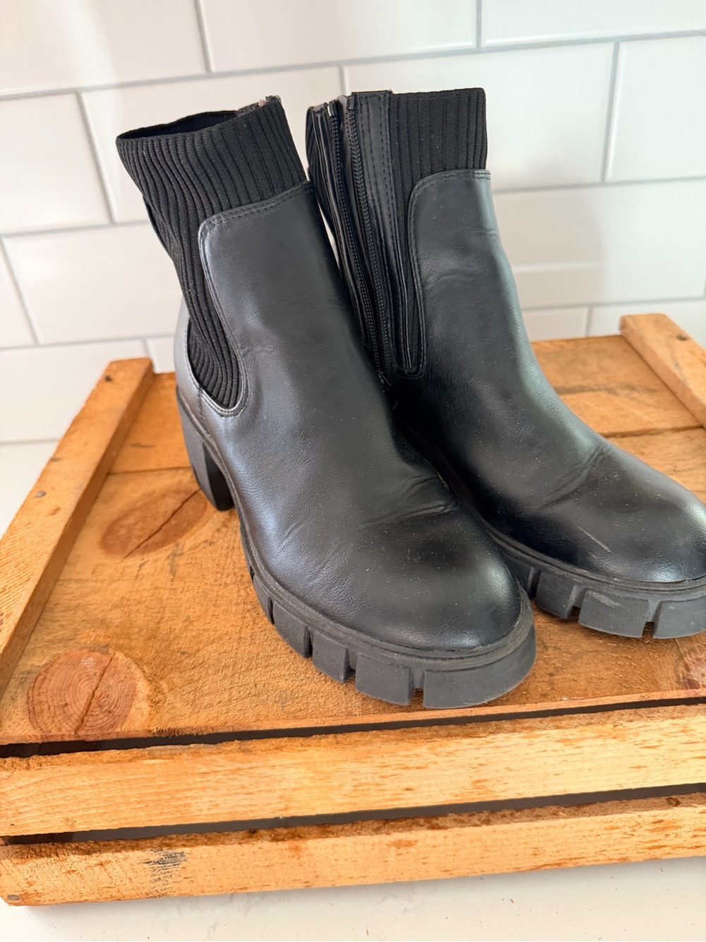 Target Black Chunky Lug Chelsea Ankle Boots